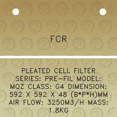 fcr-pleated-cell-filter-series-pre-fil-model-mqz-class-g4-dimension-592-x-592-x-48-bphmm-air-flow-3250m3h-mass-18kg