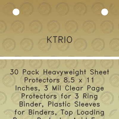 ktrio-30-pack-heavyweight-sheet-protectors-85-x-11-inches-3-mil-clear-page-protectors-for-3-ring-binder-plastic-sleeves-for-binders-top-loading-paper-protector-acid-free-letter-size