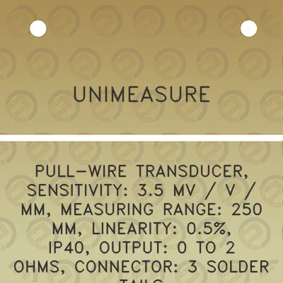 unimeasure-pull-wire-transducer-sensitivity-35-mv-v-mm-measuring-range-250-mm-linearity-05-ip40-output-0-to-2-ohms-connector-3-solder-tails